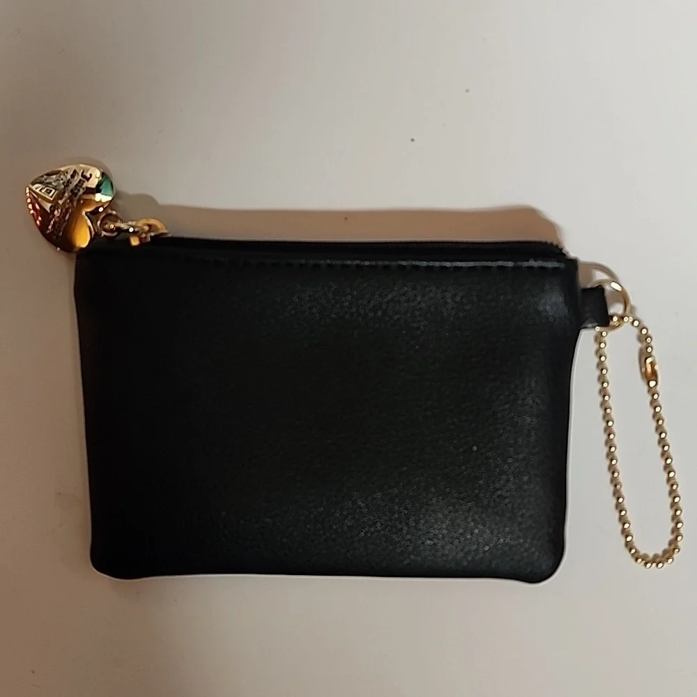 Juicy Couture black w/gold heart charm & Keychain wallet, change, card holder.